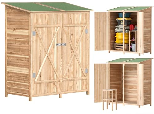 Outsunny Armoire de Jardin 2 Portes Verrouillables 140L x 75l x 157H cm