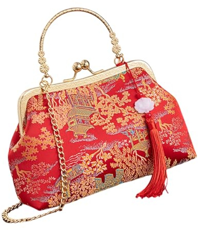 Práctico Bolso Cruzado Estilos Tradicionales Chinos Bolso de Hombro Bordado Bolsos de Noche para Mujer para Boda Uso Diario Bolso de Cadena de Noche