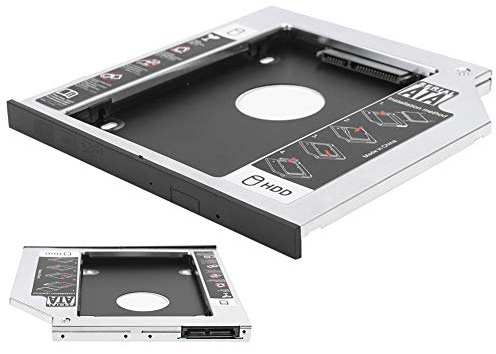Yosoo Health Gear Soporte de Unidad Estatal Bandeja de Disco Duro de Aleación de Aluminio Kit de Montaje de Disco Duro SSD de 9,5 Mm con Marco Engrosado de 6 Gbps Bloqueo de Tornillo de 4 Lados para
