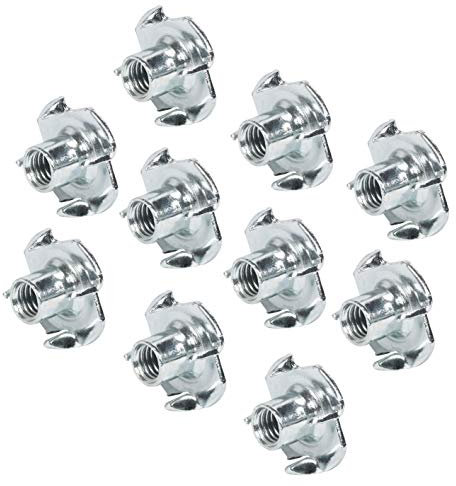 Gedotec - Dadi di di bloccaggio in legno per il fissaggio di viti di regolazione e viti di regolazione – H8045 | Filettatura M8 | acciaio zincato | 10 pezzi – Manicotti filettati per il fissaggio