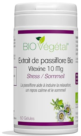 BIO Végétal PASSIFLORE BIO Gelules pour la Relaxation et un Sommeil Réparateur - Anti Stress - Complément Alimentaire Vegan - Extrait très concentré - Extraction et fabrication française - 60 gélules