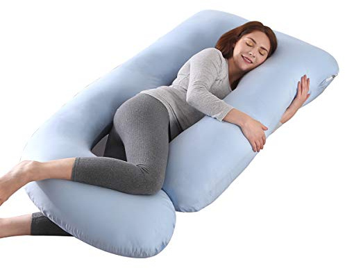 SHANNA Cuscino Gravidanza per Dormire, Cuscino Allattamento e Gravidanza, Grande a Forma di U e Supporto Premaman con Rivestimento in Cotone sostituibile e Lavabile (Blu)