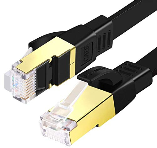 SHULIANCABLE Cable Ethernet Cat 8, Cable de Red Plano Cable de Conexión RJ45 LAN Cable 40 Gbps,2000Mhz, para Router,TV Box,PS5,Servidor (2Meter)