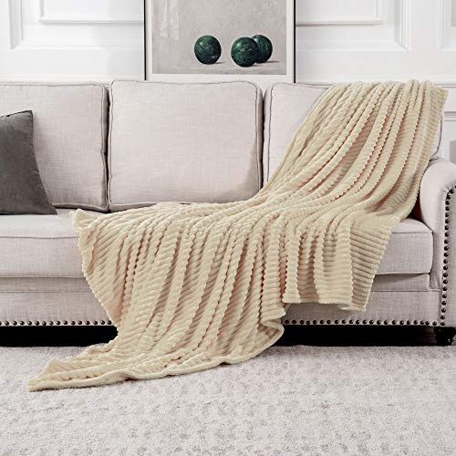 MIULEE Coperta Pile in Velluto Flanella Morbida Calda Soffice Decorativa per Coperta Plaid Divano e Singolo e Matrimoniale Letto Decorazioni Casa Poltrona 1 Pezzo 220x240 CM Cachi Chiaro