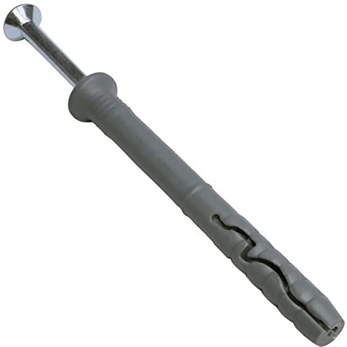 AERZETIX - C57454 - Lot de 50 Chevilles à Clou Ø6x60 mm + 50 vis Ø4x65 mm à tête fraisée - pour Fixation en béton/Brique/parpaing
