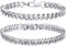 VNOX Armband Männer Edelstahl Armband Silber, 2 PCS