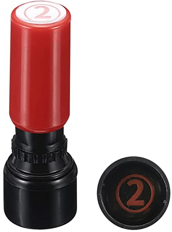 PATIKIL Número Sello de Tinta, Número 2 Letra Sellos, Auto Entintado Plástico Alfabeto Inicial Sellos Mini Círculo Estampadora para Aula Recortes Álbum Arte