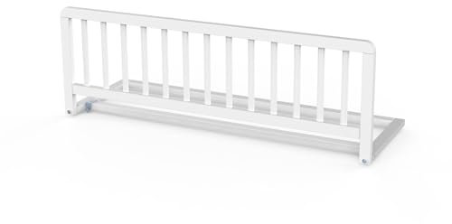 Geuther Bettschutzgitter Holz | Rausfallschutz Bett für Kinder | Bettgitter als Absturzsicherung Bett | Baby Rausfallschutz Elternbett, Rausfallschutz Kinderbett & Baby Bett in 110 cm Länge, Weiß
