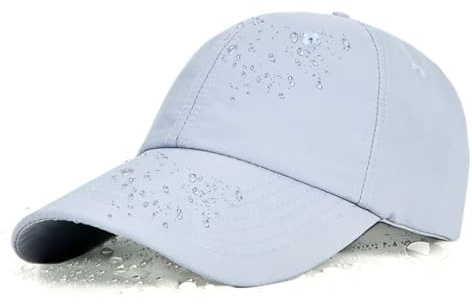 YAMEE Vattentät unisex basebollkeps, utomhus snabbtorkande hattar sommar baseballhatt, justerbar basebollkeps dam sol anti-UV, present herr, 1/Ljusgrå, M