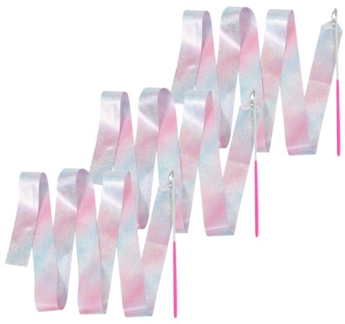 BESPORTBLE 3 Stück Fitness Gymnastikband Partyband Tanzbänder Für Erwachsene Stangenband Leistungsstab Tanzband Für Gymnastik Durchführung Tanzbänder Gymnastik Streamer