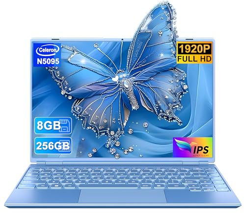2026 PC Portatile 14 Pollici Win11 Pro Celeron N5095 Computer Portatile 8GB RAM 256GB SSD TF 1TB LPDDR4 1920*1200 Laptop Type-C USB 3.0 Mini HDMI Widevine L1 Con il Topo Tastiera Film Italiana - Blu