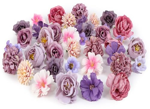 JaMalign Lot de 40 fleurs artificielles, fleurs artificielles, décorations de fleurs artificielles pour bouquet de mariage, pièce maîtresse de table, mariage, guirlande de scrapbooking, artisanat