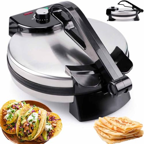 Pannkakskokare, 1800 W Crepe Maker med non-stick beläggning, Justerbar temperatur, Dubbelsidig uppvärmning, Indikator, Roti Maker Chapati Maker Maskin för stekt biff, stekt ägg, taco, pizza