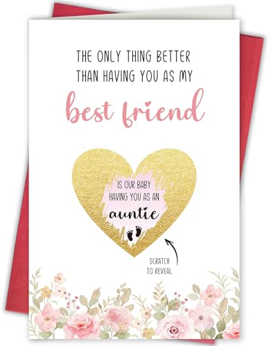 Bablira Pregnancy Reveal Scratch Off Card for Best Friend, Funny Pregnancy Announcement Card for Bestie Sister, Surprise Baby Announcement Card