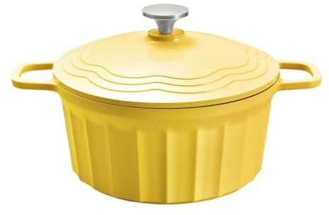 Enamel Non Stick Cookware Set Multi Purpose Pots and Pans for Easy Cleaning Family Friendly Kitchen Essentials (Yellow)