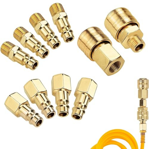 ANBOO 1/4 Raccord Pneumatique Compresseur Embout Air, Accessoire Kit Accessoires Pour Tuyau Air (10 Pièces)