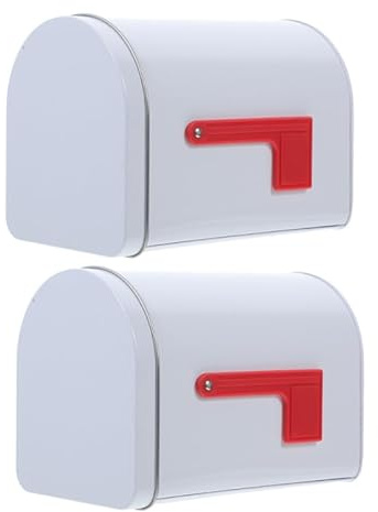 Mini Mailbox 2pcs Tinplate Small Kids Mailbox, Christmas Spring Party Decor Present Mail Box for House Decorative Outdoor Letter Can for Classroom Playing DIY Handicraft 6.14x4.40x3.7in