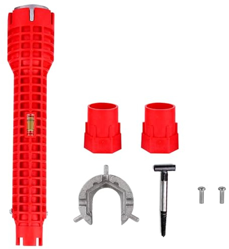 SINZONeu® Chiave per Rubinetti 8 in 1 - Chiave a Tubo Antiscivolo per Installazione Lavello/Lavabo, Attrezzo Idraulico Multiuso con Adattatori