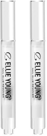 Ellie Young Press on Nail Glue Remover, 5ml Nail Glue Removal Pen, Nourishes Nails While Removing, Acetone-Free & Gentle, Infused with 5% Vitamin E (2pcs)