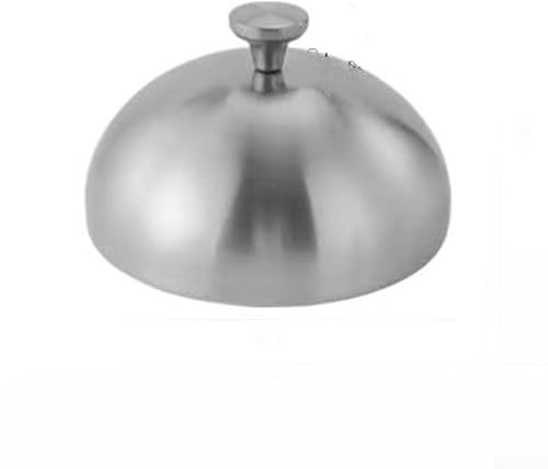Zoegneer Coperchio per piatto da bistecca, in acciaio inox, rotondo, con manico ergonomico, per barbecue, teppanyaki e WesternCuisine, finitura spazzolata (17 cm argento)