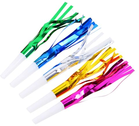 Hohopeti Silbatos de Fiesta Metálicos Flecos Brillantes Multicolor, 18 Piezas, Juguetes, Matraca de Fiesta Ruidosa para Cumpleaños, Bodas y Celebraciones Color Aleatorio