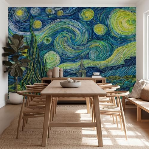 Vintage Papel Pintado Efecto 3D 250 x 175 cm, Papel tapiz fotográfico Rayas Abstractas De Cielo Estrellado Fotomurales Pared Tejido No Tejido Moderna Decoración De Pared Sala Cuarto Oficina Salón