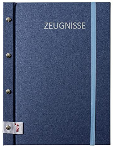 ROTH Zeugnismappe Metallium mit Buchschrauben - Blue - mit 12 A4 Klarsichthüllen, erweiterbar