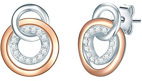 Rafaela Donata Damen Ohrstecker Sterling Silber rosevergoldet/rhodiniert Zirkonia weiß