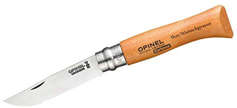 OPINEL-Messer, Größe 8, Nicht rostfrei, mit persönlicher Gravur auf dem Griff