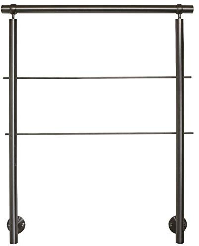 TIBU Geländer Edelstahl Handlauf für seitliche Montage 0,8m - 5,95m für Treppe Balkon Terrasse mit waagerechte Streben - Variante: Länge 80 cm mit 2 Pfosten und 2 Streben Seitenabstand 30mm