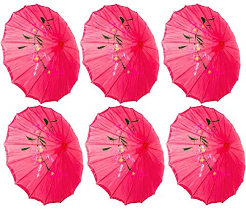 TJ Global PACK OF 6 Japanese Chinese Kids Size 22 Umbrella Parasol For Wedding Parties, Photography, Costumes, Cosplay, Decoration And Other Events - 6 Umbrellas (Hot Pink)