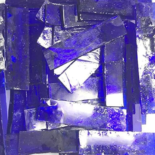 BestTeam 1 X 4 cm Stained Glass Strip,DIY Glass Mosaic Hobbies,DIY Crafts,Plates,Picture Frames,Flower Pots,Handmade Jewelry 200g (Deep Blue)