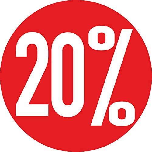 GreenIT Aufkleber 20cm rund Sticker Prozent Rabatt Sale Preis Aktion Ausverkauf Schaufensteraufkleber (20 Prozent)