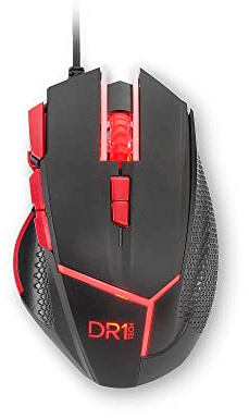 DR1TECH [Amazon Exclusive] Hunter Professional Gaming Maus Mit Kabel [5 Auswechselbare Gewichte + Triple FIRE] - 9 Tasten Für Bis Zu 4200 DPI - Ergonomische Gaming Maus Für PC/PS4/XBOX