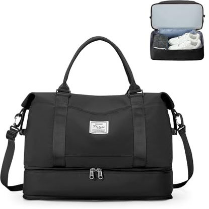 Sac de Voyage 40x30x20 pour Ryanair,Bagage à Main Léger, Sac fourre-Tout de Sport Imperméable pour Week-End avec Compartiment à Chaussures pour Travel Gym Danse,A02-Noir