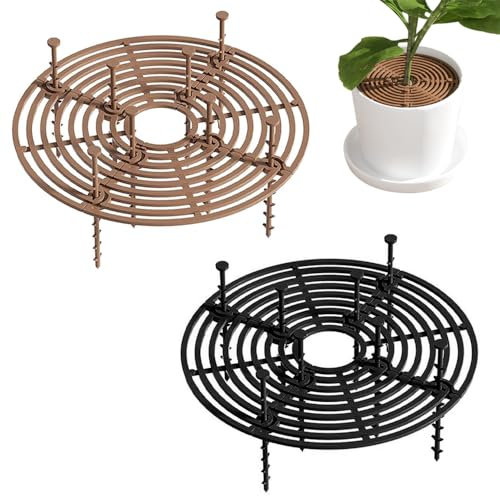YZDZSW Blumentopf Abdeckung, 2 Stück Blumentopfgitter, Pflanzenschutzgitter 30cm Blumentopf Gitter Blumentopf Abdeckung für Kinder und Haustiere(Schwarz Braun)