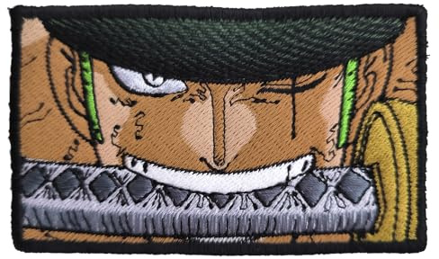 Valkynea 100% Embroidered Patch (Iron-On, White, Black, Anime, Self Adhesive, 1 Piece) - Inspired by Anime Fan Art/Zoro/PATCH EMBROIDERY