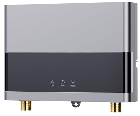 Scaldacqua istantaneo Tankless, 6 kW 220 V, scaldabagno da cucina con pannello di visualizzazione digitale LED, doccia elettronica scaldabagno a risparmio energetico (tipo orizzontale argento)