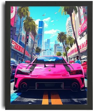 GTA VI Vice City Poster GTA Wall Art For Gaming Room GTA Print Gamer Gift Poster A5 - Inspirador Motivacional Arte de la pared Vida diaria Cita alentadoras frases cortas famosas palabras inspiradoras