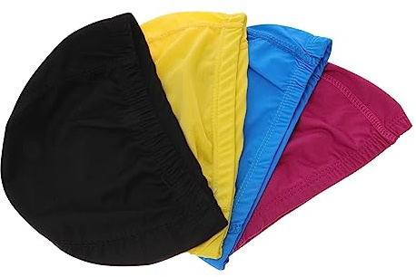 JUMPLAWN 4pcs Swim Caps for Boy Girl and Adults Comfortable Bathing Hats Fit for Swimming Great Elasticity Keep Hair Dry