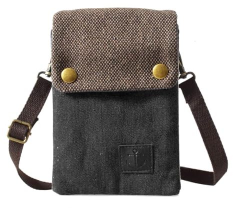 LassZone Small Crossbody Bags for Women Girls Canvas Mobile Phone Purse Lightweight Shoulder Handbags Ladies Wristlet Clutch Wallet Coin Pouch (Black)