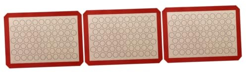 Cabilock 3 Piezas Alfombrilla de Silicona y Fibra de Vidrio para Hornear Reutilizable Antiadherente y Resistente al Calor Tapete para Repostería Panadería y Macarrones para Horno y Amasado