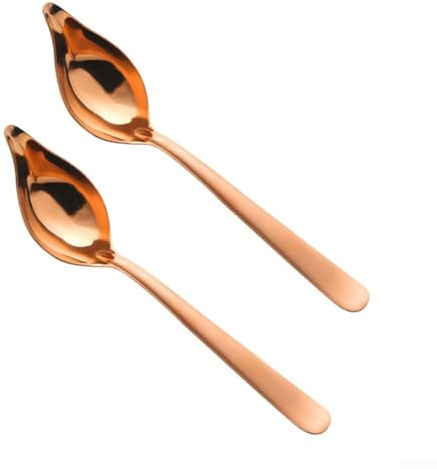 Cuchara de acero inoxidable con boquilla de vertido para salsas, aderezos, salsas, cuchara de salsa de acero inoxidable 304, ideal para ensalada, postre, FA (oro rosa)