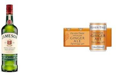Jameson Original Irish Whiskey 70cl & Fever-Tree Refreshingly Light Ginger Ale 150ml (Pack of 24)| Perfect for Whiskey Ginger Cocktails