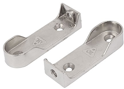 sourcing map Kleiderschrank Metall vernickelt Schrankstange Flanschhalter Halterung Silberton 2Stk.