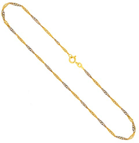 EDELIND Goldkette Damen 333 Gold Dünne 1,8 mm Kette Echtgold Singapurkette Bicolor Halskette Länge 42 cm mit Schmuck Geschenk Box Made in Germany