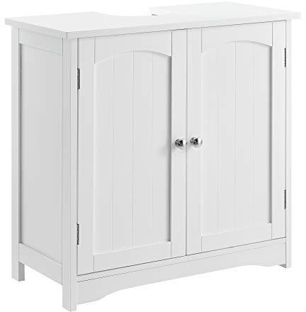 [en.casa] Mobile Sottolavabo da Terra con 2 Ante Armadietto Sotto Lavandino per Lavabo da Appoggio con Ripiano Interno 60 x 60 x 30 cm - Bianco