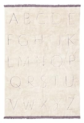 Lorena Canals - Waschbarer Teppich für das Kinderzimmer. Kollektion Rugcyled ABC in Naturfarbe - handgefertigt mit natürlicher Baumwolle und ökologischen Farbstoffen - Größe: 90x130 cm.
