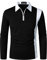 HOOD CREW Men’s Long Sleeve Polo Shirts Golf Shirt Casual Contrasting Color Tennis Top Black