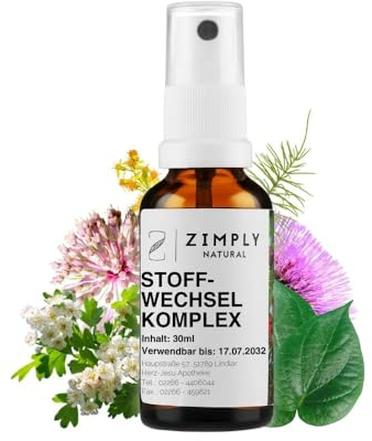 ZIMPLY NATURAL® Stoffwechsel Komplex Spray, pflanzliches Mittel zur Unterstützung Deines Stoffwechsels - Natürlich, Sanft, Vegan, 30ml